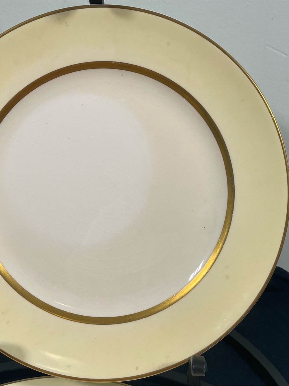 Ivory Ceramic Dinner Plate with Gold Trim - Classic Home Accent